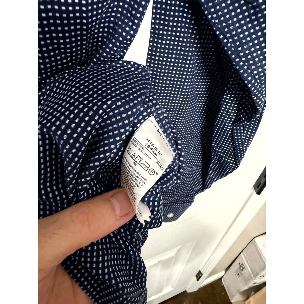 Banana Republic Button Down Mens M Blue Slim Fit Non-Iron Micro Check Shirt